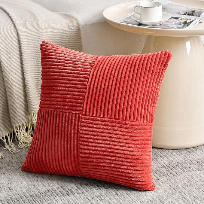 Fancy Homi 2 Packs Red Euro Decorative Throw Pillow Covers 26x26 Inch - Image 2