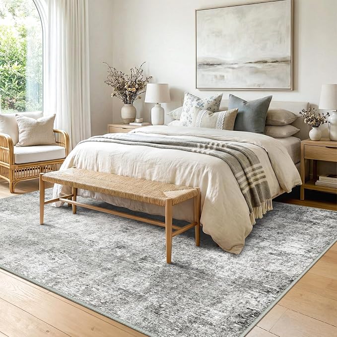Washable Area Rugs 9'x12' Non-Slip Modern Abstract Soft - Image 2