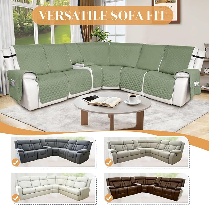HDCAXKJ Reclining Sectional Couch Covers L Shape Recliner Sofa Middle Console - Image 5