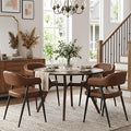 HNY Modern Dining Room Arm Chairs Set of 4, Retro Faux Leather Upholstered by HNY