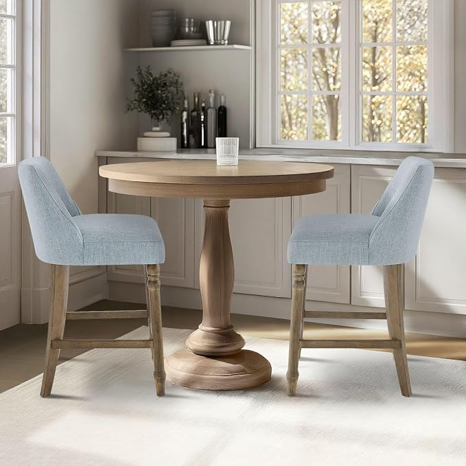 Martha Stewart Delaney Upholstered Mid-Century Modern Counter Stool - Image 11