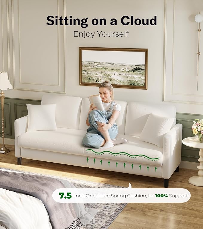 Welzona 83" Couches for Living Room, Teddy Sofa Couch, Comfy Sofas for Living - Image 3