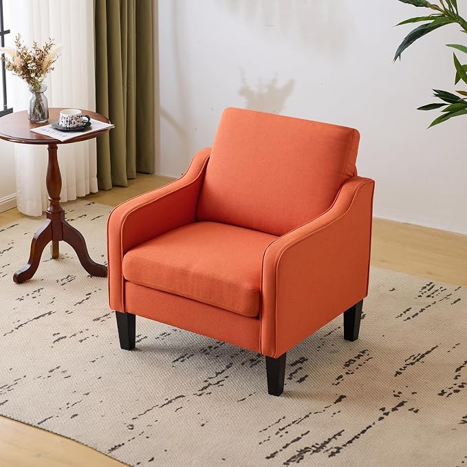 VINGLI Accent Chairs Set of 2 Living Room Chairs Burnt Orange Reading Chair - Image 9