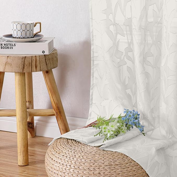 Lecloud Leia Ivory Sheer Curtains 78 Inches Long 2 Panels, Privacy Airy Voile - Image 8