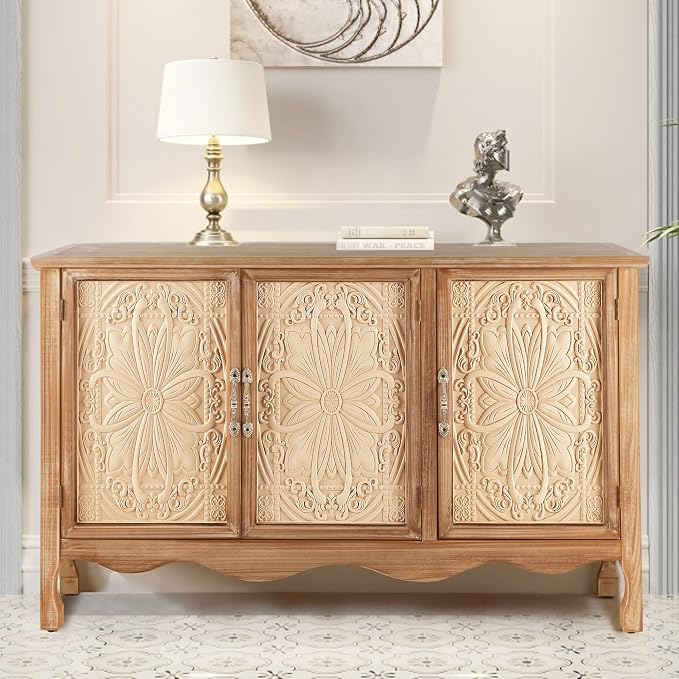 RoyalCraft Buffet Cabinet with Storage, Vintage Solid Wood Sideboard with 3 - Image 7