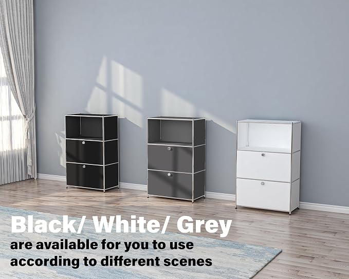Metal Shelf with 2 Flap Doors, Large Capacity Cabinet, DIY Modern Home - Image 8
