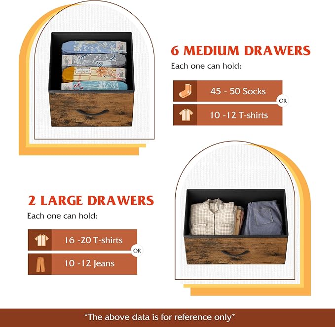 WLIVE 8 Drawer Dresser for Bedroom, Fabric Dresser - Image 4