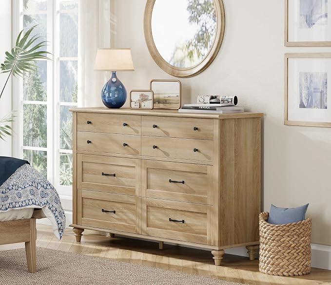 WAMPAT 8 Drawers Dresser for Bedroom, Farmhouse Dresser Chest of Drawers - Image 4