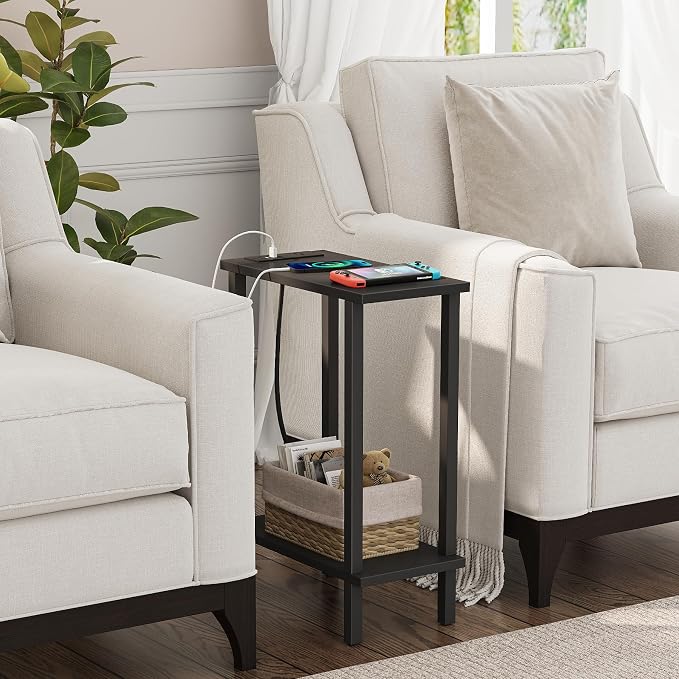 TUTOTAK Small End Table with Charging Station, Narrow Side Table with USB Ports - Image 2