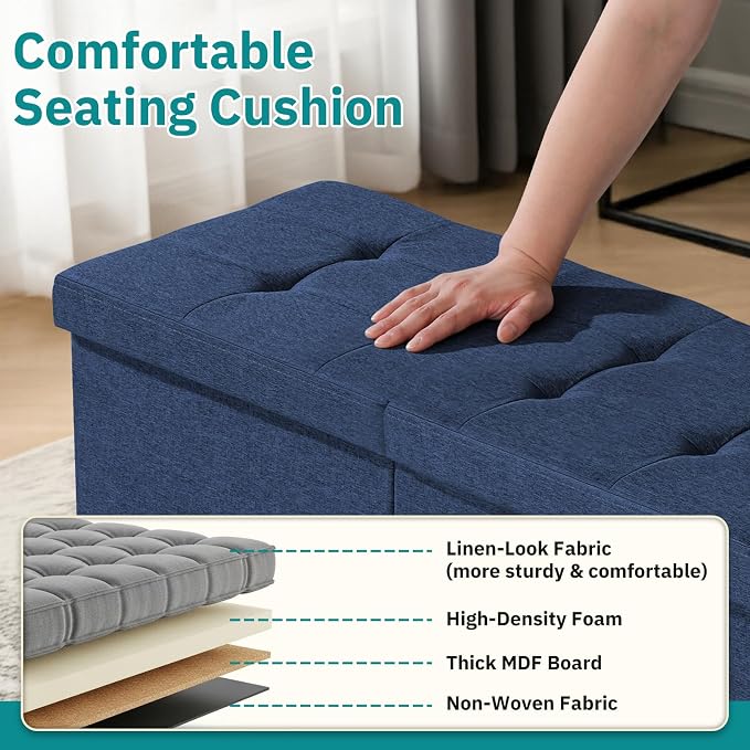 35-INCH Storage Ottoman Bench, Footrest - Image 4