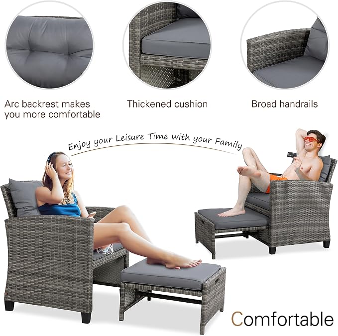 Vongrasig 5 Piece Patio Furniture Set, Small Balcony Furniture, PE Wicker - Image 6