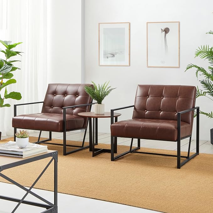 Glitzhome Mid Century Modern Accent Chair, Modern Living Room Chairs - Image 3