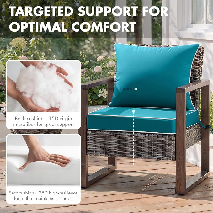 MIULEE Teal Outdoor Seat Cushion 24x24 Inch Waterproof & 3 Year Fade Resistant - Image 6