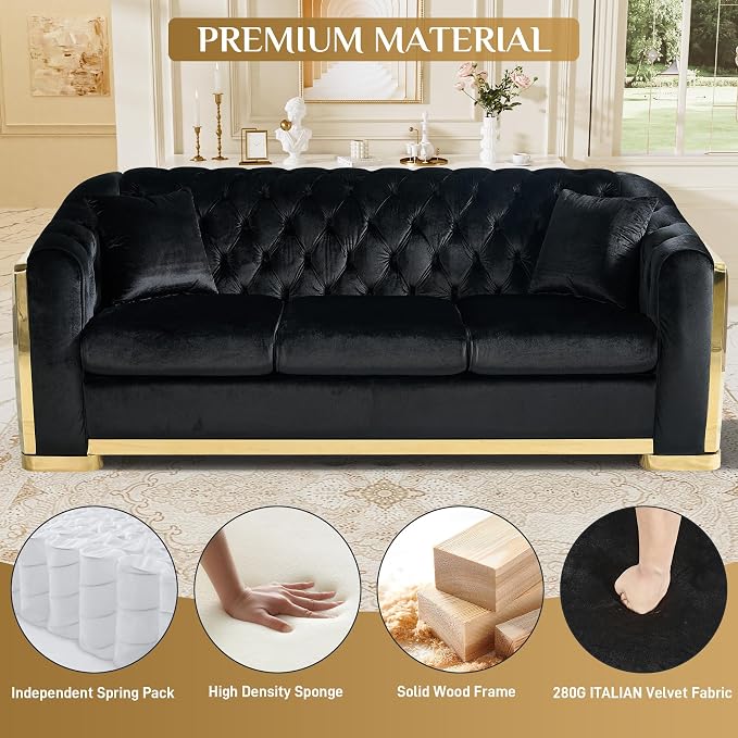 DAMAIFROM Mid Century Modern Chesterfield Sofa Couch, 3 Seat Tufted Sofas - Image 4