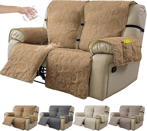 100% Waterproof Loveseat Recliner Cover, 4-Piece Split Reclining Couch Covers by YUEANG