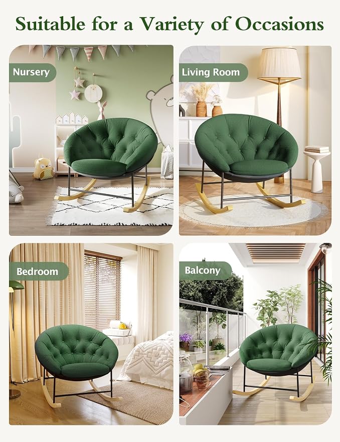 Kidirect Wide Rocking Chair Nursery, Comfy Saucer Nursery Rocking Chairs - Image 9