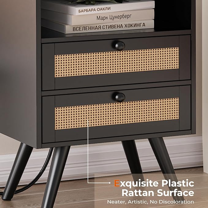 SUPERJARE 2 Drawer Night Stand - Image 6