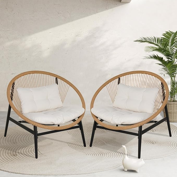 Grand patio Oversized Outdoor Chairs Set of 2, Wicker Patio Chairs by GrandPatio