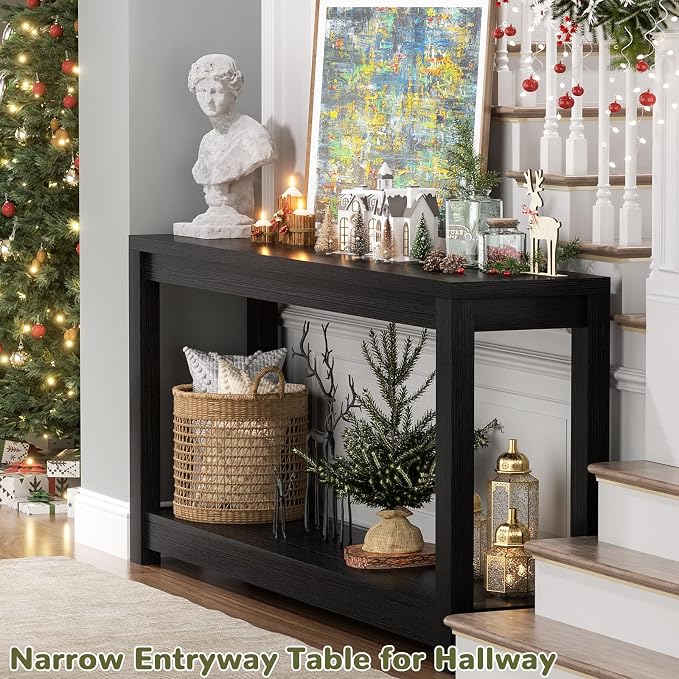 Besiost 47" Farmhouse Wood Entryway Table Narrow Console Table - Image 4