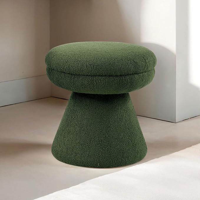 Furniture of America Rami Modern 18-inch Mushroom-Shape Upholstered Ottoman - Image 2