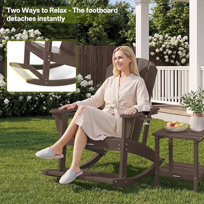 Outdoor Oversized Adirondack Rocking Chairs, All Weather HDPE Patio Rocking - Image 6