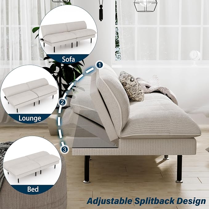 Ribilake 70" Futon Sofa Bed, 4 in 1 Multi-Function Couch Sleeper - Image 6