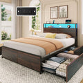 Rolanstar Queen Bed Frame with 4 Storage Drawers & 2-Tier Storage Headboard by Rolanstar