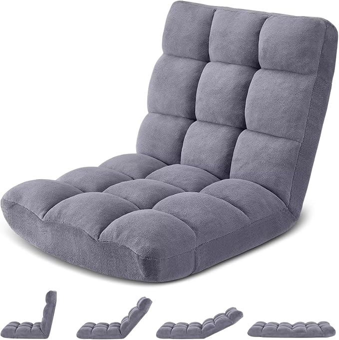Folding Floor Gaming Chair 14-Poistion Cushioned Adjustable Floor Lazy Sofa by Avocahom
