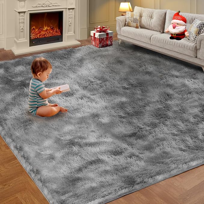 Luxury 8x10 Large Area Rugs for Living Room, Super Soft Fluffy Modern Bedroom by KNZE