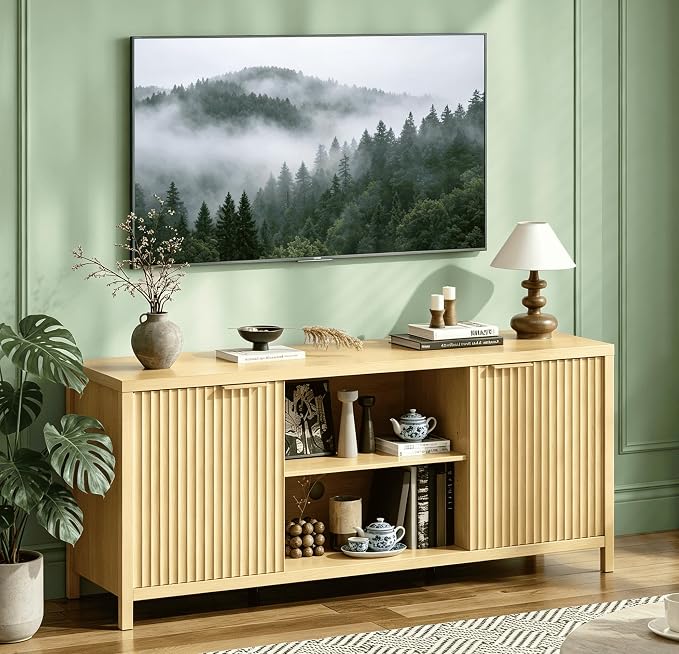 VINGLI 57.8" TV Stand for 70 Inch TV, Mid Century Modern Media Console by VINGLI