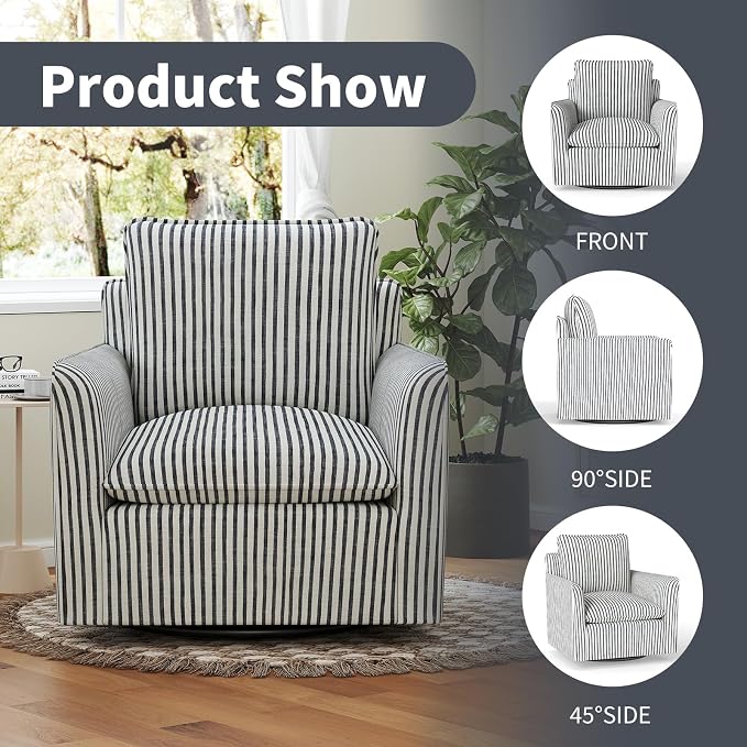 INZOY Swivel Accent Chair Set of 2, Upholstered Square Chair, Swivel Barrel - Image 6