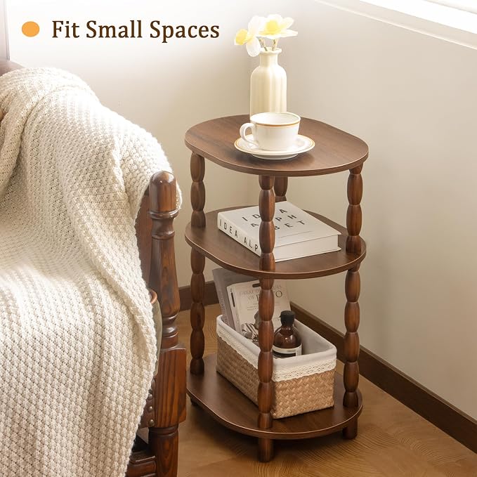 MaxSmeo Small Side Table with Charging Station, 3-Tier Small End Table with USB - Image 4