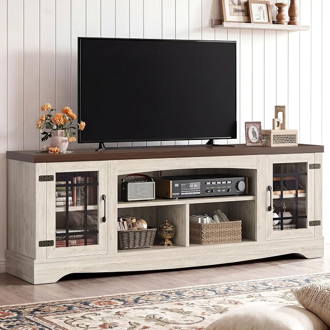 IRONCK Farmhouse TV Stand for 75 Inch TV, Rustic Entertainment Center by IRONCK