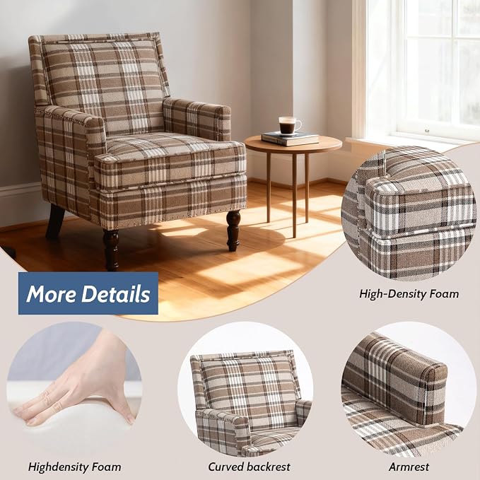 Mid Century Modern Accent Chair, Upholstered Comfortable Living Room - Image 5