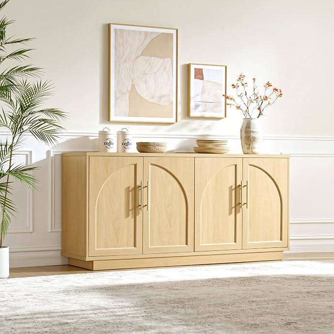 Fatmok Buffet Cabinet with Storage, Wood Media TV Console Table Credenza - Image 7