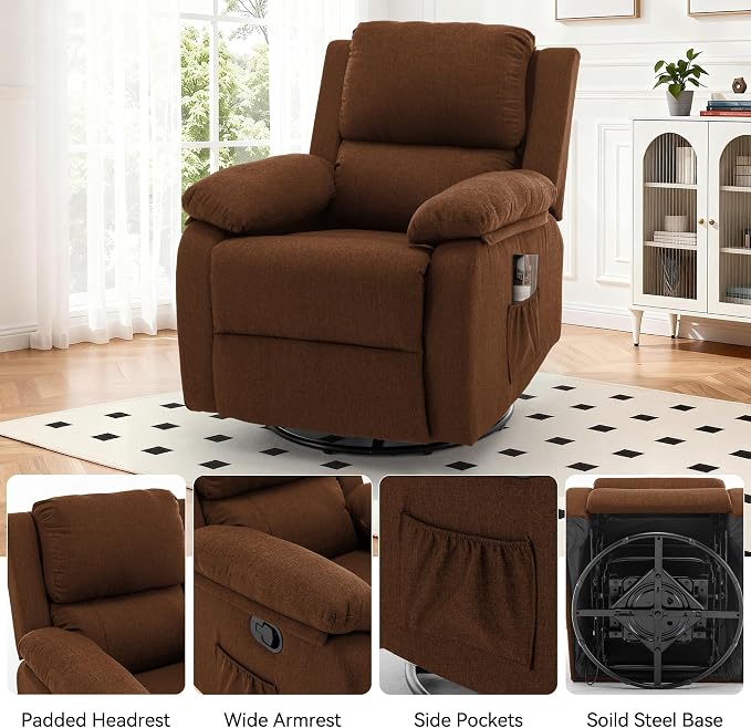 Korser Recliner Chair, 360 Swivel Rocker Chair - Image 7
