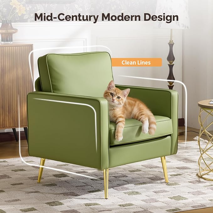 VINGLI Modern PU Leather Accent Chair, Single Sofa Chair - Image 4