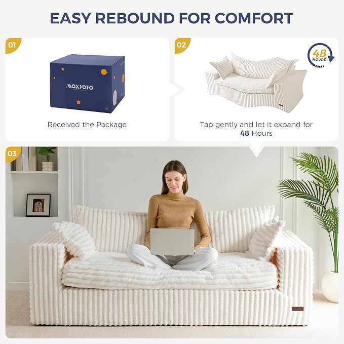 MAXYOYO 76" Bean Bag Sofa Couch, Loveseat Boneless Couch in a Box, Upholstered - Image 9