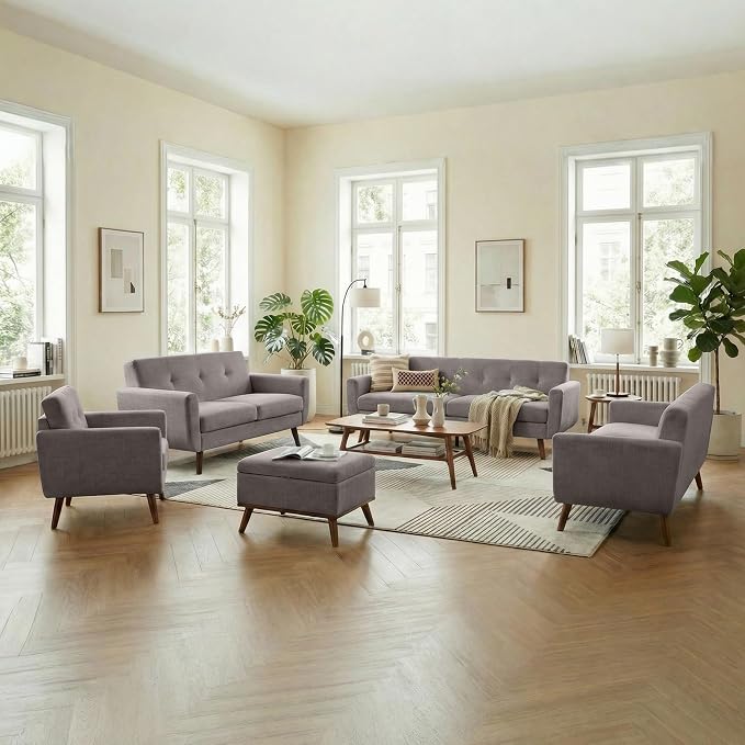 Tbfit 56" W Loveseat Sofa, Mid Century Modern Decor Love Seat Couches - Image 7