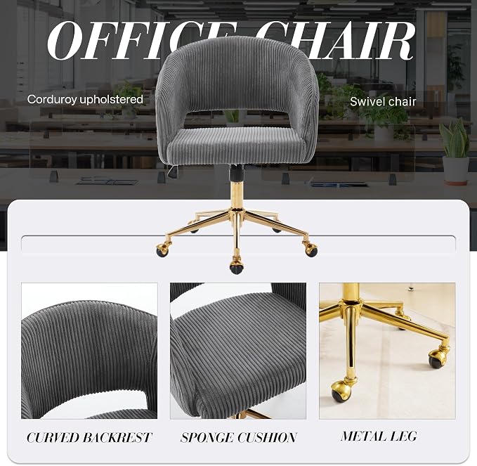 KCC Home Office Chair Swivel Desk Chair Accent Armchair Upholstered Modern - Image 8
