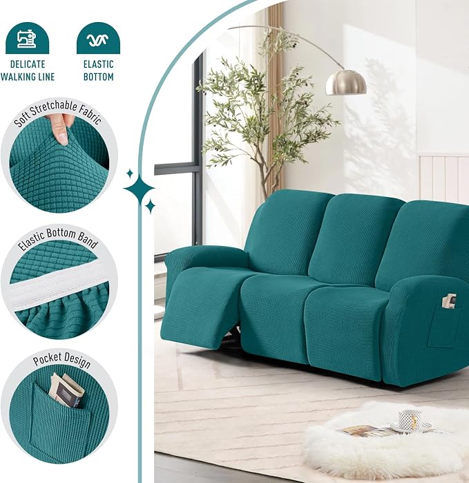TAOCOCO Recliner Sofa Covers 8-Pieces Stretch Large Couch Covers - Image 3