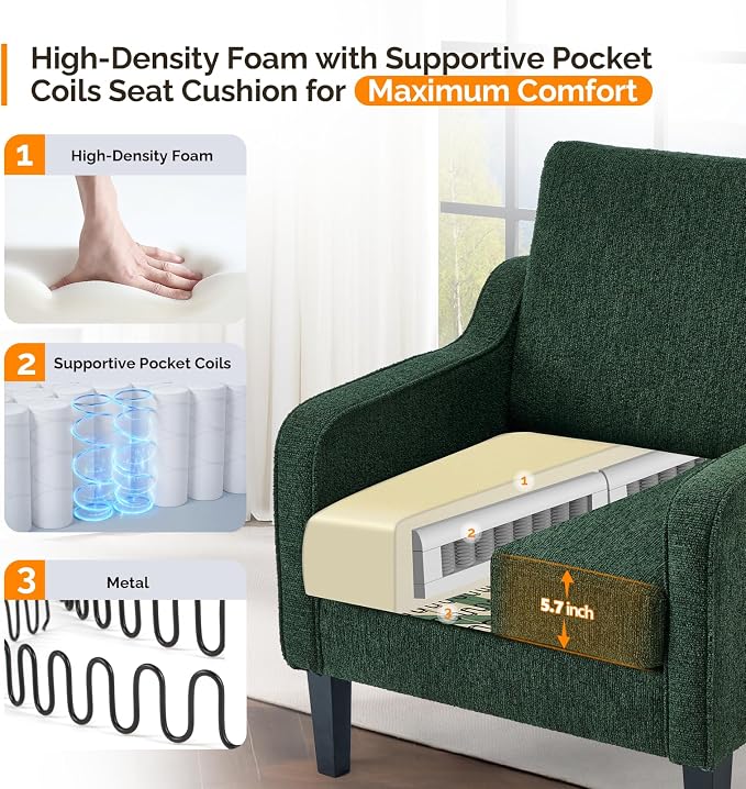 VINGLI Accent Chair for Living Room Chairs Reading Chair for Bedroom Chair - Image 6