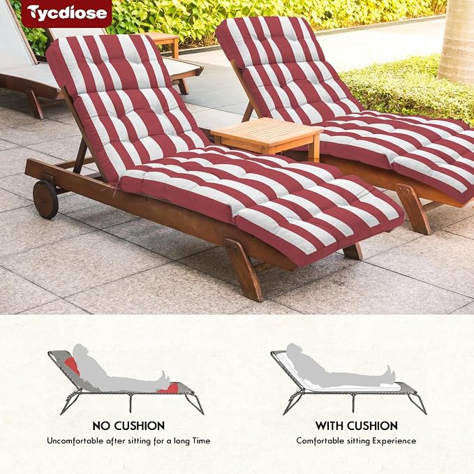 Outdoor Chaise Lounge Chair Cushion Set of 4, Waterproof 74.4 x 22 x 4.7 Inches - Image 6