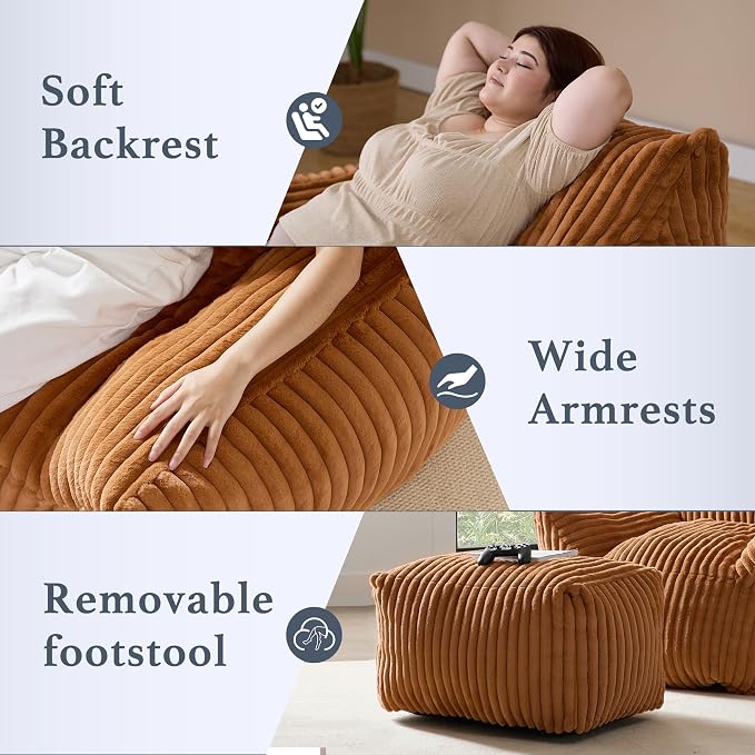 Gericco Oversized Bean Bag Chaise Lounge Chair Indoor - Image 4
