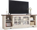 LINSY HOME Farmhouse TV Stand for 65 Inch TV, Wood Entertainment Center by LINSYHOME