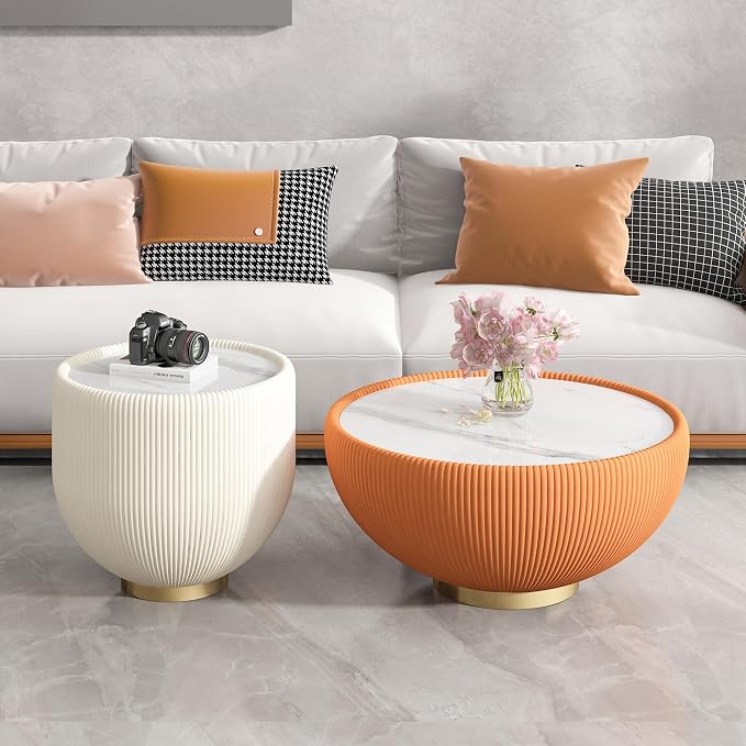 SSLine Bowl-Shape Small Coffee Table Modern Sintered Stone Top Coffee Table in - Image 8