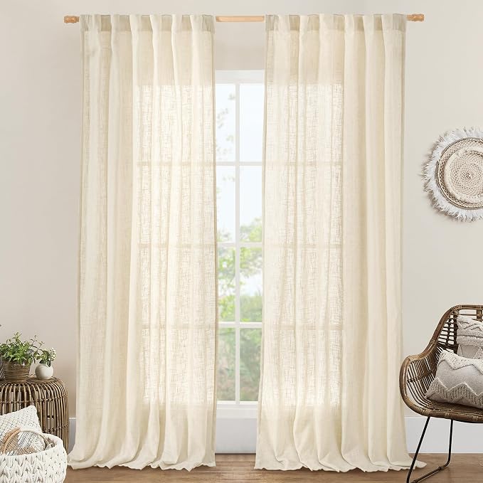 LAMIT Living Room Linen Curtains 95 Inch by LAMIT