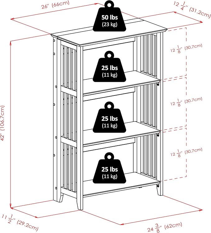 Winsome Mission Beech Wood 4-Tier Shelf - Image 3