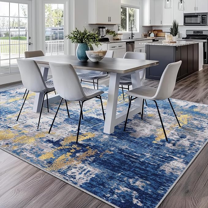 Washable Area Rugs Square 9ft Non-Slip Modern Abstract Soft - Image 8