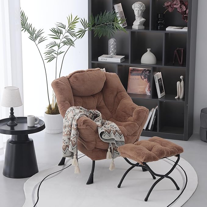 MBOOYOME Lazy Chair with Ottoman, Modern Accent Lounge Armchair with Side - Image 5